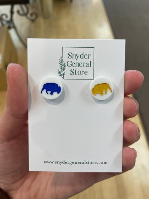 The Classic Blue & Yellow Buffalo stud earrings